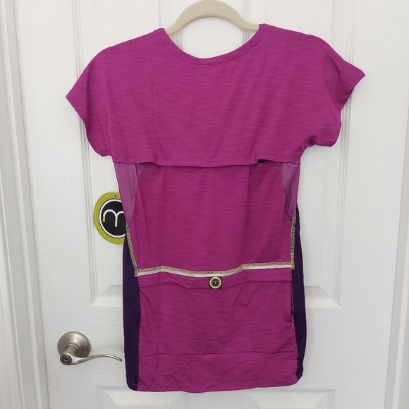 Moxie Cycling Wrap Tee Iris Medium  NWT - Picture 2 of 8